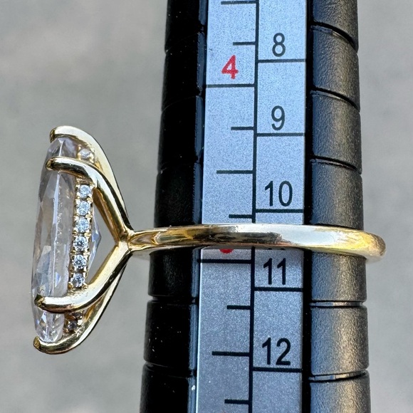 Solid 14k yellow gold Marquise CZ  Engagement ring halo under 3.53tcw Sz 5.5 - Picture 12 of 13